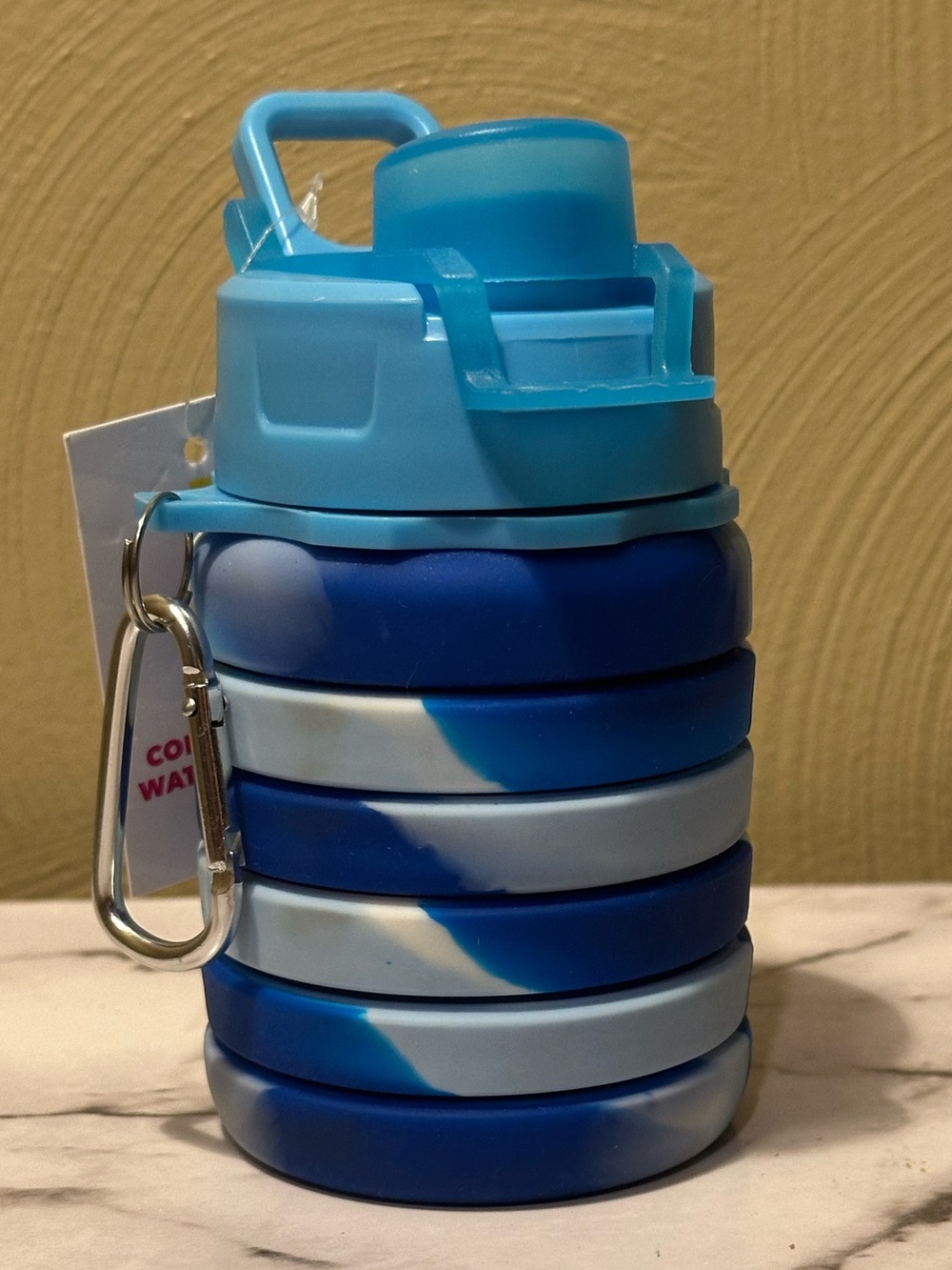 💥 $5 if bundled - Collapsible Silicone Water Bottle - Blue Tie Dye NWT